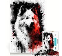 Puzzle difficile da 1000 pezzi con ritratto di cane Samoiedo per adulti, gioco di logica e abilità, per tutta la famiglia, con intagli precisi, oggetto da collezione (38x52cm)