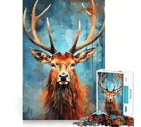 Puzzle difficile da 1000 pezzi con ritratto di cervo in stile pop art per adulti, giocattolo intelligente, divertente e spensierato, con taglio preciso, regalo artistico 38x52cm