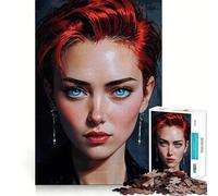 Puzzle difficile da 1000 pezzi con ritratto di donna dai capelli rossi per adulti, gioco di logica fine, divertente e rilassante, bordi puliti, regalo premuroso (50x75cm)