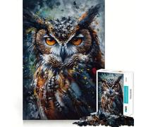 Puzzle difficile da 1000 pezzi con ritratto di gufo dipinto ad olio per adulti, gioco intelligente da assemblare a casa, regalo festivo (38x26cm)