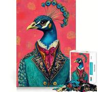Puzzle difficile da 1000 pezzi con ritratto di pavone in stile rococò per adulti, gioco di logica fine, divertente e rilassante, con bordi precisi, regalo pensato (50x75cm)