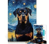 Puzzle difficile da 1000 pezzi con Rottweiler di Van Gogh per adulti, gioco di logica e abilità, per tutta la famiglia, con intagli precisi, opera d'arte da collezione (38x52cm)