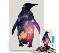 Puzzle difficile da 1000 pezzi con sagoma di pinguino e galassia per adulti, gioco di logica stimolante, ideale per momenti di condivisione, bordi trasparenti, regalo perfetto (38x52cm)
