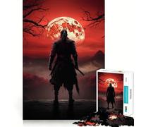 Puzzle difficile da 1000 pezzi con samurai giapponesi della luna rossa per adulti, sfida mentale, svago rilassante, taglio preciso, regalo memorabile (38x52cm)