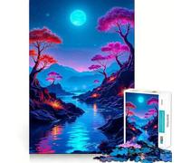 Puzzle difficile da 1000 pezzi con scena notturna di un fiume, per adulti Gioco intelligente da fare a casa, divertente da assemblare, regalo festivo (50x75cm)