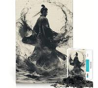 Puzzle difficile da 1000 pezzi con schizzi d'inchiostro samurai per adulti, giocattolo stimolante per la mente, ideale per momenti di relax, con taglio di qualità (50x75cm)
