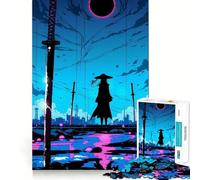 Puzzle difficile da 1000 pezzi con silhouette di samurai e katana per adulti, gioco di logica fine, divertente e rilassante, con bordi precisi, regalo pensato (38x52cm)
