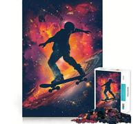Puzzle difficile da 1000 pezzi con silhouette di skateboard e galassia, per adulti, giocattolo intelligente, divertente e con taglio preciso, regalo artistico 38x26cm