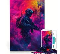 Puzzle difficile da 1000 pezzi con soldato che fuma, per adulti, stimolante per la mente, per un piacevole svago, con tagli precisi e un regalo memorabile (38x26cm)