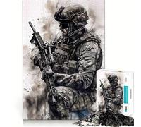 Puzzle difficile da 1000 pezzi con soldato per adulti, migliora la memoria, rilassa la mente, ha bordi netti ed è un regalo elegante (38x26cm)