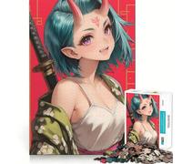 Puzzle difficile da 1000 pezzi con spada e ragazza samurai Oni per adulti, gioco di logica semplice e divertente, taglio di precisione, regalo di Natale (38x52cm)