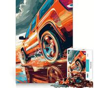 Puzzle difficile da 1000 pezzi con SUV arancione in corsa per adulti, gioco intelligente da assemblare a casa, regalo festivo (38x52cm)