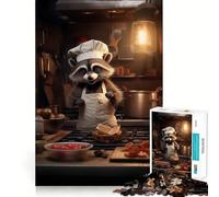 Puzzle difficile da 1000 pezzi con tema cucina e procione per adulti, stimolante per la mente, ideale per il tempo libero, con tagli precisi e un regalo memorabile (50x75cm)