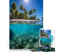 Puzzle difficile da 1000 pezzi con tema Spiaggia del Paradiso e Acqua, ideale per adulti, gioco di logica, attività di gruppo, bordi trasparenti, regalo perfetto (38x26cm)