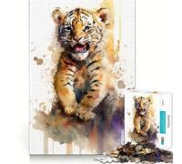 Puzzle difficile da 1000 pezzi con tigre ad acquerello per adulti, ideale per rievocare ricordi, migliorare la memoria, rilassare, definire i dettagli, 38x52cm