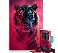 Puzzle difficile da 1000 pezzi con tigre al neon per adulti, giocattolo intelligente, divertente e spensierato, taglio preciso, regalo artistico 38x26cm