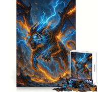 Puzzle difficile da 1000 pezzi con tigre alata e potere del fulmine per adulti, per migliorare la concentrazione, attività rilassante, taglio liscio, regalo invernale (38x52cm)