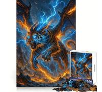 Puzzle difficile da 1000 pezzi con tigre alata e potere del fulmine per adulti, per migliorare la concentrazione, attività rilassante, taglio liscio, regalo invernale (38x26cm)