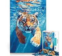 Puzzle difficile da 1000 pezzi con tigre che nuota sott'acqua, per adulti, giocattolo intelligente, divertente e spensierato, con taglio preciso, regalo artistico 38x26cm