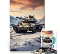 Puzzle difficile da 1000 pezzi con tigre e carro armato nella neve per adulti, stimola la memoria, calma e favorisce la fuga, con bordi stretti, regalo speciale 38x26cm