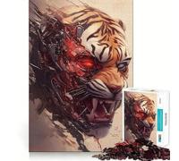 Puzzle difficile da 1000 pezzi con tigre e cyborg per adulti, stimola la memoria, calma e favorisce la fuga, con bordi stretti, regalo speciale 50x75cm