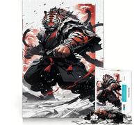 Puzzle difficile da 1000 pezzi con tigre e samurai giapponesi per adulti, giocattolo intelligente, divertimento casual, taglio preciso, regalo artistico 38x26cm