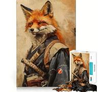 Puzzle difficile da 1000 pezzi con volpe samurai per adulti, giocattolo stimolante per la mente, ideale per momenti di relax, con taglio di qualità, (50x75cm)