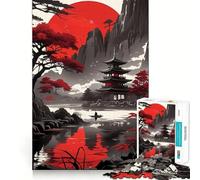 Puzzle difficile da 1000 pezzi Pagoda del Sole Rosso per adulti, giocattolo stimolante per la mente, ideale per momenti di relax, con taglio di qualità (50x75cm)