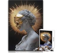Puzzle difficile da 1000 pezzi per adulti raffigurante una donna con maschera di teschio dorato Gioco educativo per la mente valore sentimentale Dimensioni: 38x52cm