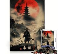 Puzzle difficile da 1000 pezzi "Samurai Solitude Red Moon" per adulti, gioco di logica fine, divertente e rilassante, con bordi precisi, regalo perfetto (38x52cm)