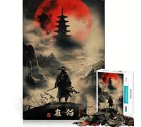 Puzzle difficile da 1000 pezzi "Samurai Solitude Red Moon" per adulti, gioco di logica fine, divertente e rilassante, con bordi precisi, regalo perfetto (38x52cm)