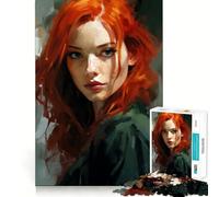 Puzzle difficile da collezione con ritratto di una persona dai capelli rossi, 1000 pezzi, gioco di logica e abilità per tutta la famiglia (38x26cm)