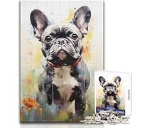 Puzzle difficile da colorare Bulldog in acquerello per adulti, 1000 pezzi, gioco educativo per stimolare la mente, valore sentimentale, dimensioni 50x75cm