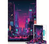 Puzzle difficile da completare per adulti con tema New York City Neon, 1000 pezzi, stimolante per la mente, divertente e creativo (50x75cm)