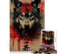 Puzzle difficile da parete in stile giapponese con lupo, 1000 pezzi, per adulti, che favorisce la concentrazione e il relax, con taglio liscio, ideale come regalo invernale (38x26cm)