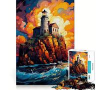 Puzzle difficile Faro nella notte stellata per adulti, 1000 pezzi, con immagini nitide e dettagliate, 50x75cm
