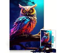 Puzzle difficile "Gufo nella notte blu" per adulti, 1000 pezzi, gioco di logica semplice e divertente, taglio di precisione, regalo di Natale (38x26cm)