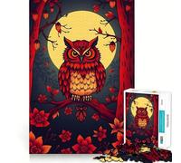 Puzzle difficile "Gufo rosso al chiaro di luna" per adulti, 1000 pezzi, gioco di logica e abilità, per tutta la famiglia, con intagli precisi, opera d'arte da collezione (50x75cm)