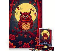 Puzzle difficile "Gufo rosso al chiaro di luna" per adulti, 1000 pezzi, gioco di logica fine, divertente e rilassante, bordi precisi, regalo pensato (38x26cm)