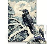 Puzzle difficile "Il Corvo e la Luna d'Inverno" per adulti, 1000 pezzi, rompicapo rilassante, arte da assemblare, regalo speciale (38x26cm)