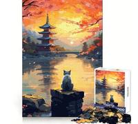Puzzle difficile "Il gatto nella notte di luna" dal Giappone per adulti, 1000 pezzi, per rafforzare la memoria, alleviare lo stress, bordo di alta qualità, opera d'arte 38x52cm