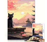 Puzzle difficile "Il gatto nella notte di luna" dal Giappone per adulti, 1000 pezzi, per rafforzare la memoria, alleviare lo stress, bordo di alta qualità, opera d'arte 50x75cm