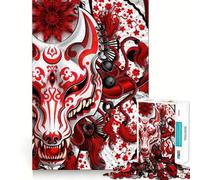 Puzzle difficile Kitsune Maschera Rossa per Adulti, 1000 Pezzi, Richiamo Migliorato, Taglio Preciso, Vera Sfida, Arte per la Casa (38x26cm)