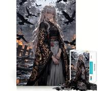 Puzzle difficile "La fanciulla corvo nella città in fiamme" per adulti, 1000 pezzi, sfida mentale, svago rilassante, taglio preciso, regalo memorabile (38x26cm)