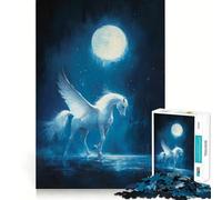 Puzzle difficile "La Luna chiama Pegaso" per adulti, 1000 pezzi, per rafforzare la memoria, alleviare lo stress, bordo di alta qualità, opera d'arte 38x26cm