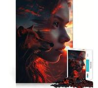 Puzzle difficile "La ragazza e il lupo" per adulti, 1000 pezzi, rafforza la memoria, allevia lo stress, bordo di alta qualità, opera d'arte 38x26cm