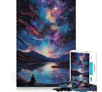 Puzzle difficile "Lago nella notte stellata" per adulti, 1000 pezzi, gioco intelligente, divertimento casual, taglio preciso, regalo artistico 38x26cm