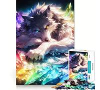 Puzzle difficile "Lupo di cristallo arcobaleno" per adulti, 1000 pezzi, sfida mentale, svago rilassante, taglio preciso, regalo memorabile (38x52cm)