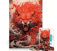 Puzzle difficile "Lupo Rosso" per adulti, 1000 pezzi, gioco di logica e abilità, per tutta la famiglia, con intagli precisi, oggetto da collezione (38x26cm)