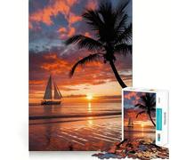 Puzzle difficile Navigazione verso il tramonto per adulti, 1000 pezzi, gioco intellettuale, momento di relax, taglio di qualità, (38x52cm)